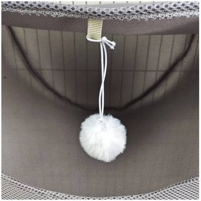 PurrNest Hanging Cat Hammock Bed – Soft Mesh Cage Hammock with Plush Toy for Comfortable Feline Rest & Play