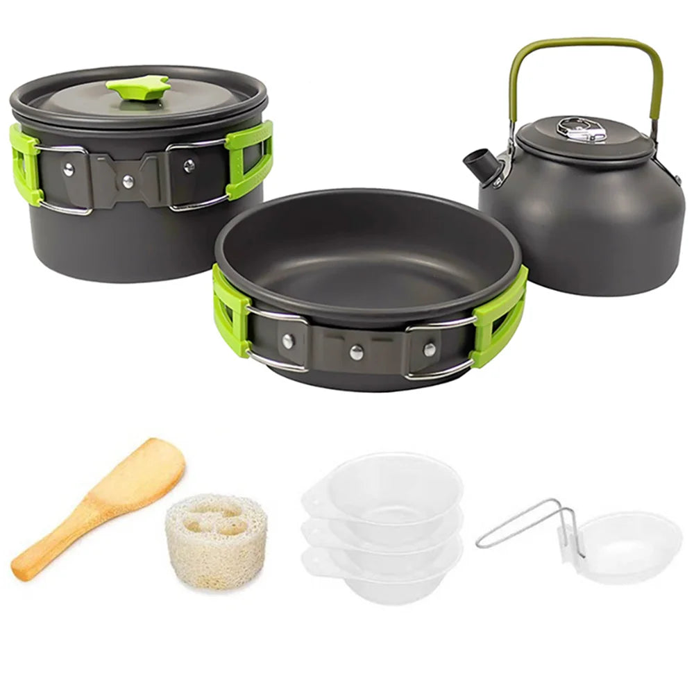 CampMate Cooking Set – Non-Stick Pots, Pan & Teapot for Camping, Hiking & Outdoor Picnic Meals
