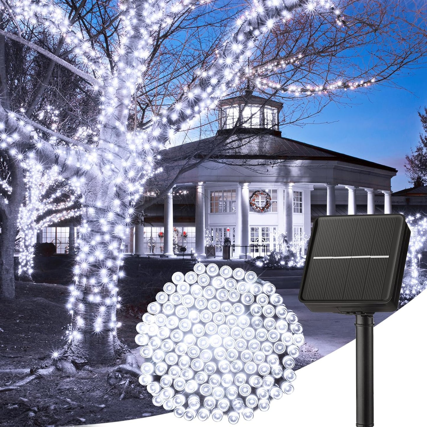 SolarGlow Outdoor String Lights – 40FT 100 LED Solar Powered String Lights with 8 Modes IP65 Waterproof Warm White Lights for Garden Tree Fence Patio Decor