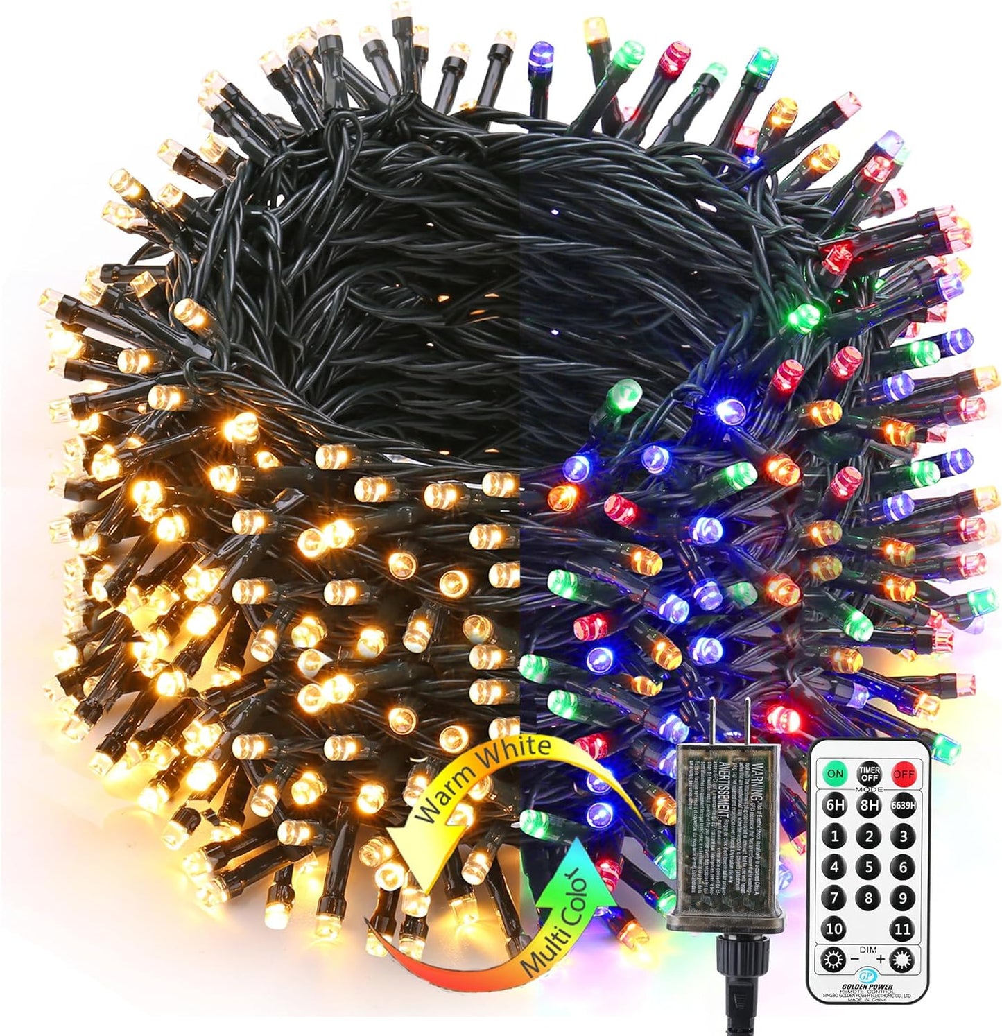 ColorWave Dual Glow Christmas Lights 65.67FT 200 LED Color Changing Tree Lights with 11 Modes Remote Connectable 29V Safe Adapter