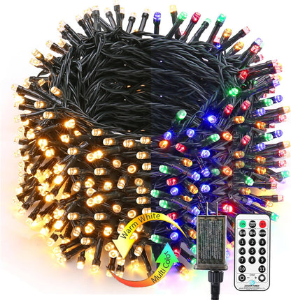 ColorWave Dual Glow Christmas Lights 65.67FT 200 LED Color Changing Tree Lights with 11 Modes Remote Connectable 29V Safe Adapter