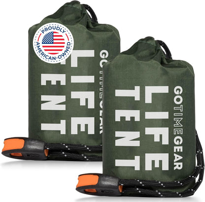 EcoTent 2-Person Emergency Shelter with Paracord & Whistle – Compact Waterproof Mylar Tent for Hiking, Camping & Survival Gear