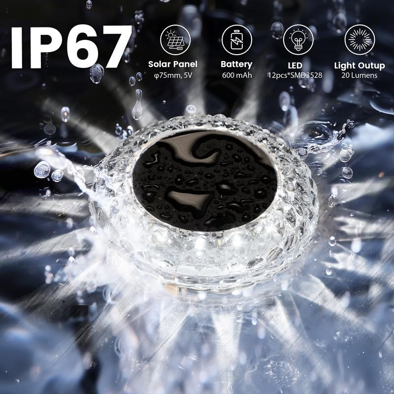 SolarGleam Outdoor Ground Lights 6 Pack – 2 Lighting Modes IP67 Waterproof Solar Deck Pathway Walkway Garden Patio Lights