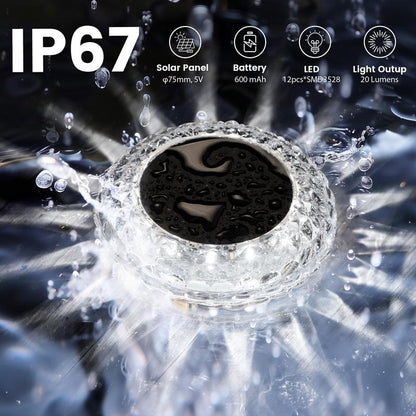 SolarGleam Outdoor Ground Lights 6 Pack – 2 Lighting Modes IP67 Waterproof Solar Deck Pathway Walkway Garden Patio Lights