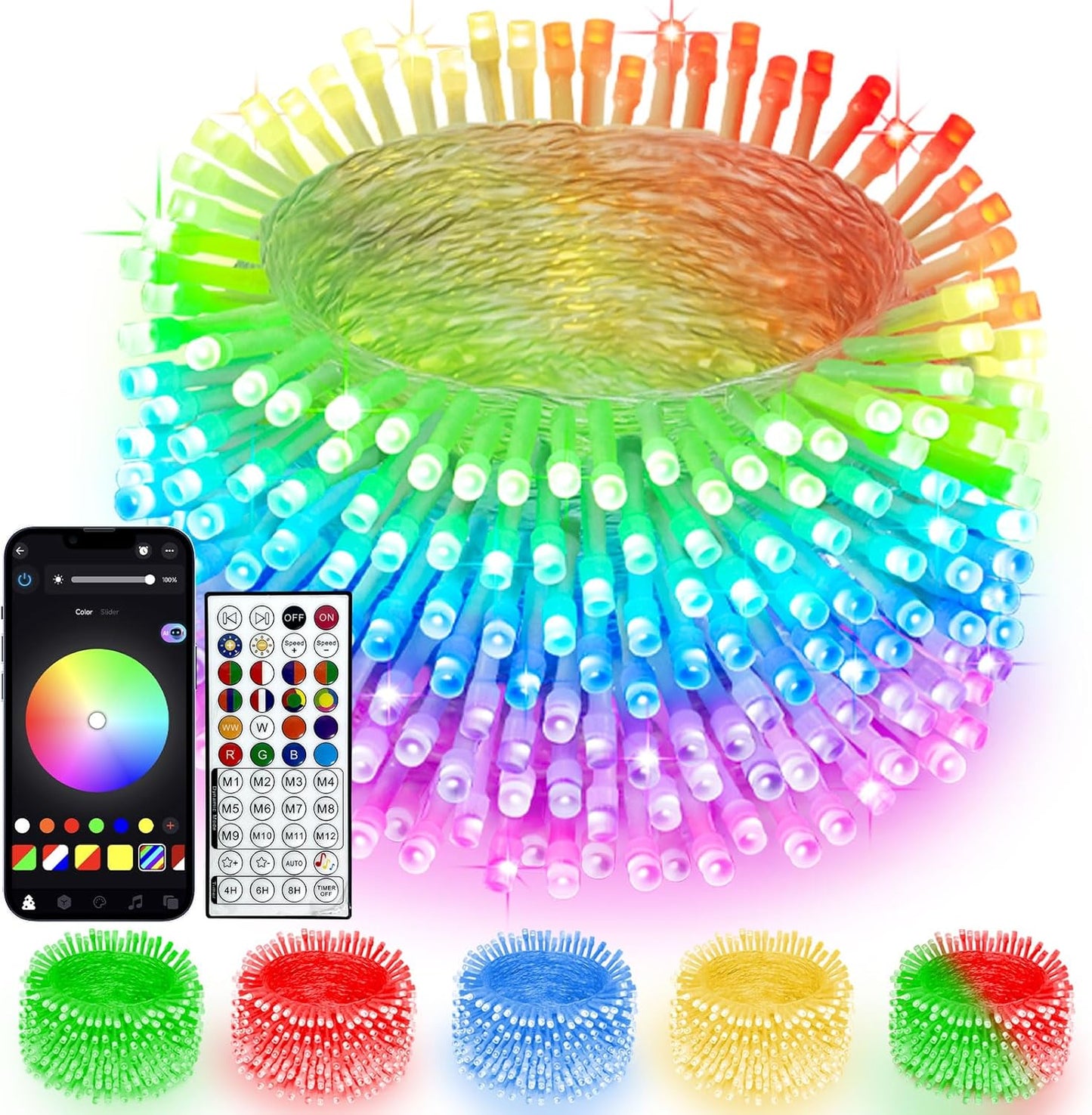 GlowLink 200 LED Connectable Christmas Lights 66FT Warm White String Lights with 13 Modes Waterproof Plug-In Fairy Lights