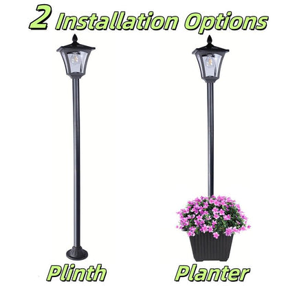 SolarBloom Lamp Post Light – 65" Solar Lamp Post with Planter 60 Lumens Glass Solar Garden Light Warm White Outdoor Waterproof