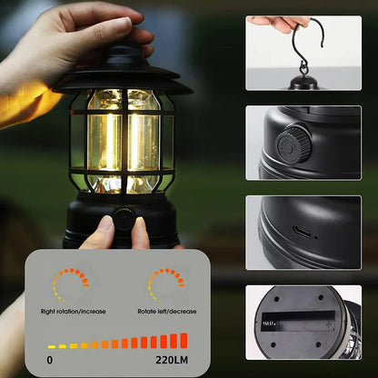 RetroGlow 2-Pack Camping Lanterns – USB Rechargeable LED Lights, Waterproof for Tents, Hiking & Outdoor Adventures