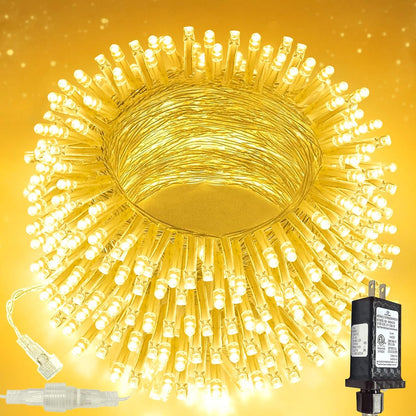 GlowLink 200 LED Connectable Christmas Lights 66FT Warm White String Lights with 13 Modes Waterproof Plug-In Fairy Lights