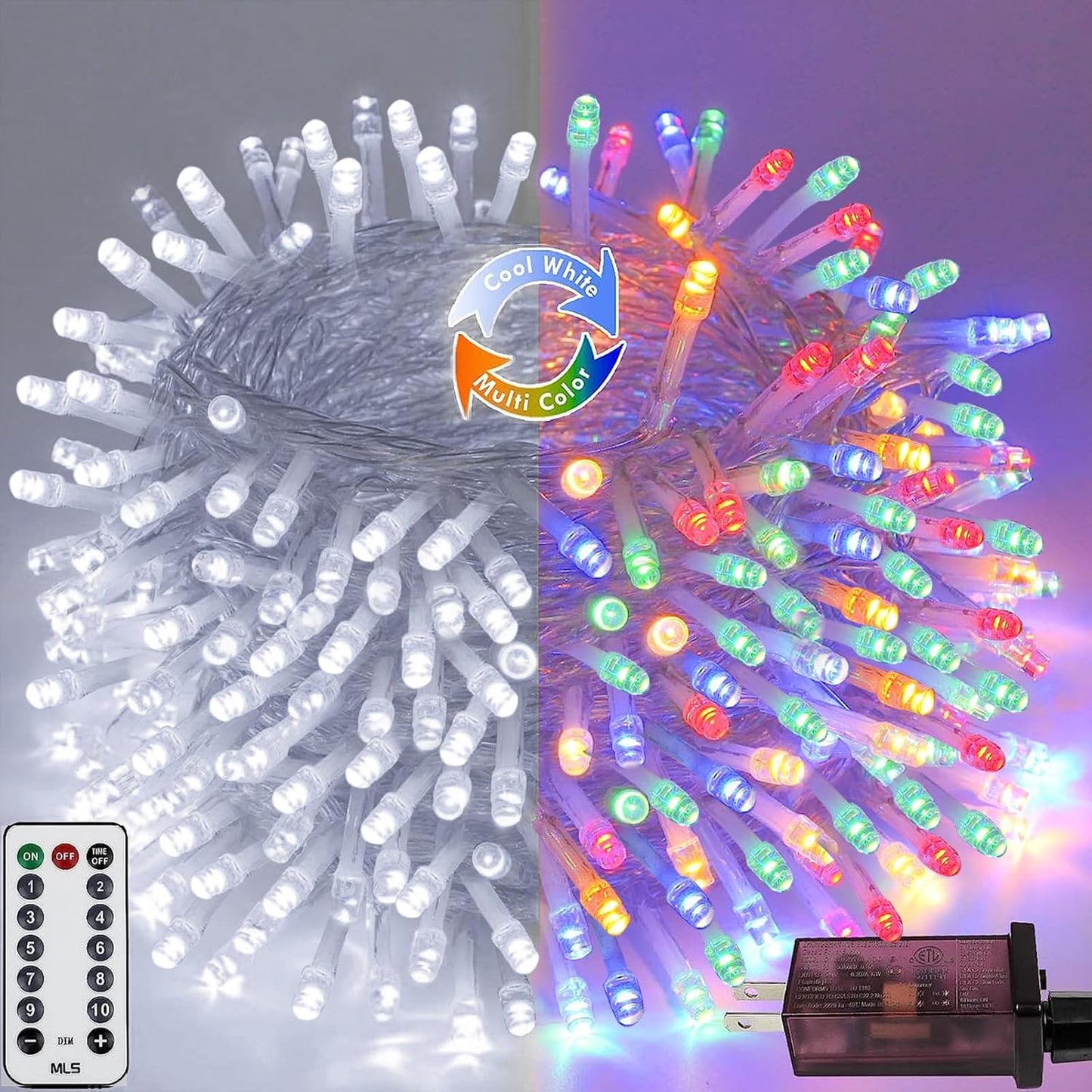 GlowLink 200 LED Connectable Christmas Lights 66FT Warm White String Lights with 13 Modes Waterproof Plug-In Fairy Lights