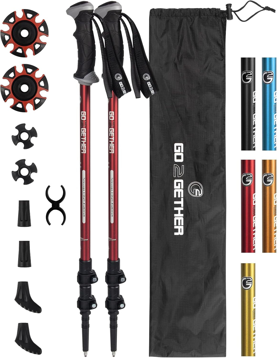 TrailStride Aluminum Trekking Poles – Adjustable Lightweight Walking Sticks with Quick Locks, Ergonomic Handles & Snow Baskets for Hiking & Trekking