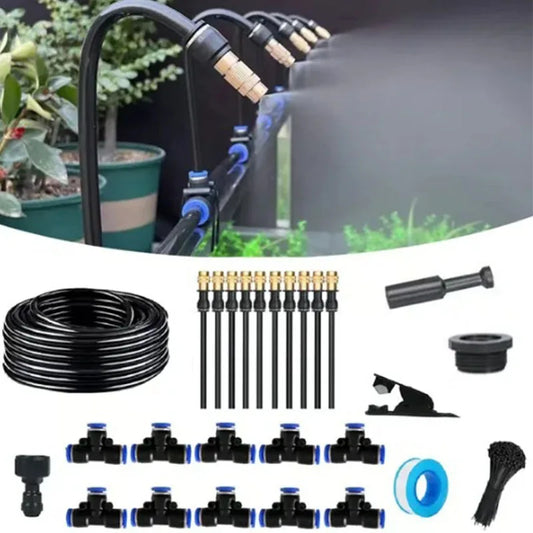 AquaFlow Greenhouse Drip Irrigation Kit – 5M–20M Automatic Watering & 360° Garden Misting System