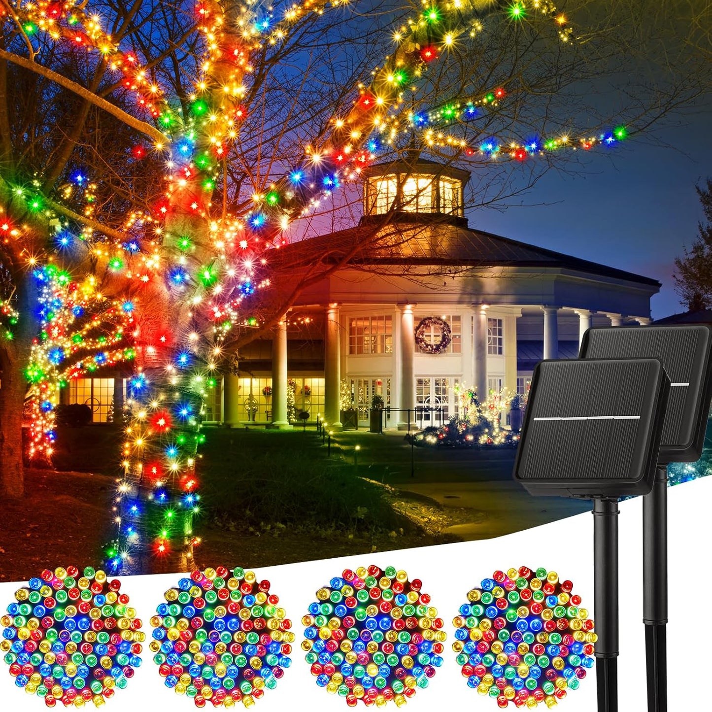 SolarGlow Outdoor String Lights – 40FT 100 LED Solar Powered String Lights with 8 Modes IP65 Waterproof Warm White Lights for Garden Tree Fence Patio Decor