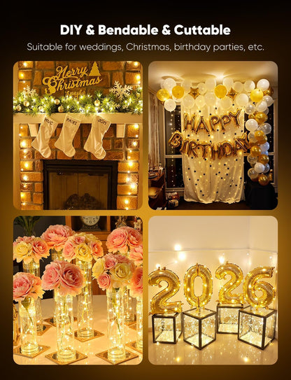 StarGlow Fairy Light Set – 12 Pack Battery Operated 7Ft 20 LED Waterproof Silver Wire Twinkle Lights with 8 Modes and Timer for Christmas Wedding Party Decor