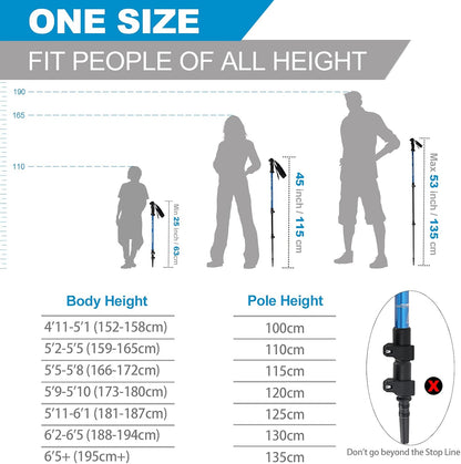 TrailStride Aluminum Trekking Poles – Adjustable Lightweight Walking Sticks with Quick Locks, Ergonomic Handles & Snow Baskets for Hiking & Trekking