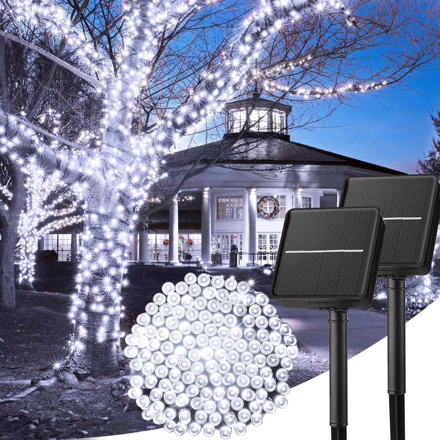 SolarGlow Outdoor String Lights – 40FT 100 LED Solar Powered String Lights with 8 Modes IP65 Waterproof Warm White Lights for Garden Tree Fence Patio Decor