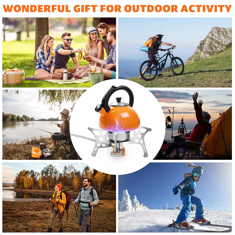 CampForge 3900W Windproof Hiking Stove – Portable Gas Burner with Piezo Ignition, Folding Design & Multi-Fuel Adapters
