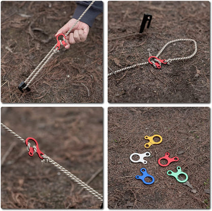 TrailGrip Aluminum Guyline Cord Adjuster – Ultralight Rope Tensioner & Loop Alien Tightener for Camping & Hiking