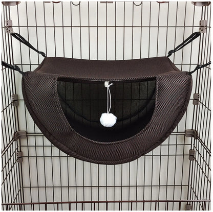 PurrNest Hanging Cat Hammock Bed – Soft Mesh Cage Hammock with Plush Toy for Comfortable Feline Rest & Play