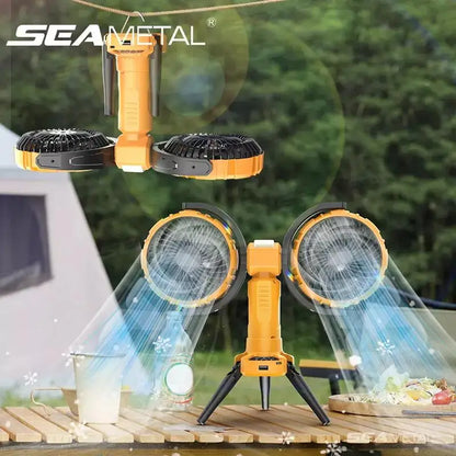 BreezeMate™ 8000mAh Camping Fan – Outdoor Rechargeable Cooling Fan with LED Light, Automatic Rotation, Power Bank, Portable Tent Fan for Camping, Hiking & Travel Test