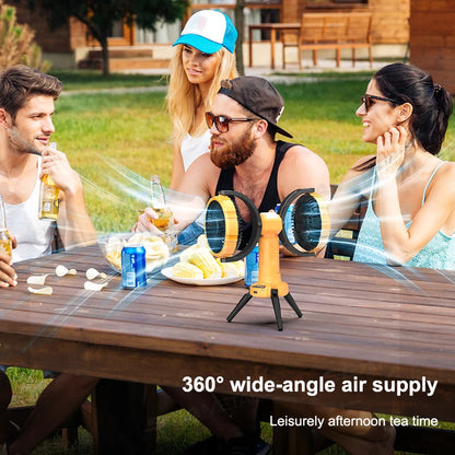 BreezeMate™ 8000mAh Camping Fan – Outdoor Rechargeable Cooling Fan with LED Light, Automatic Rotation, Power Bank, Portable Tent Fan for Camping, Hiking & Travel Test