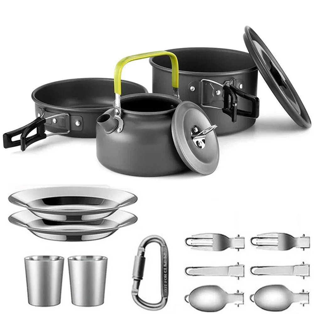 CampMate Cooking Set – Non-Stick Pots, Pan & Teapot for Camping, Hiking & Outdoor Picnic Meals