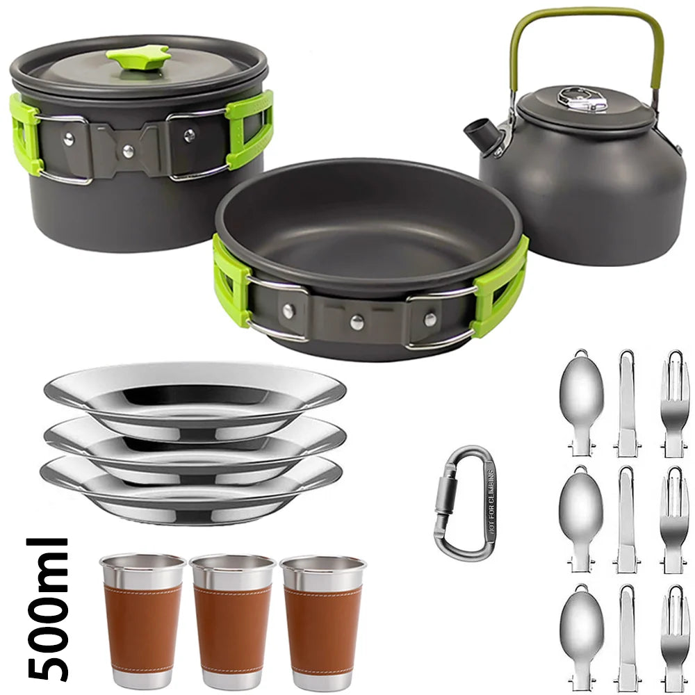 CampMate Cooking Set – Non-Stick Pots, Pan & Teapot for Camping, Hiking & Outdoor Picnic Meals