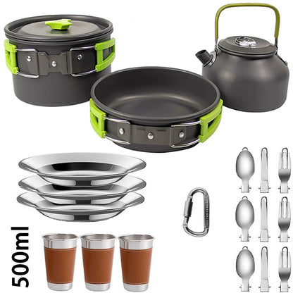 CampMate Cooking Set – Non-Stick Pots, Pan & Teapot for Camping, Hiking & Outdoor Picnic Meals