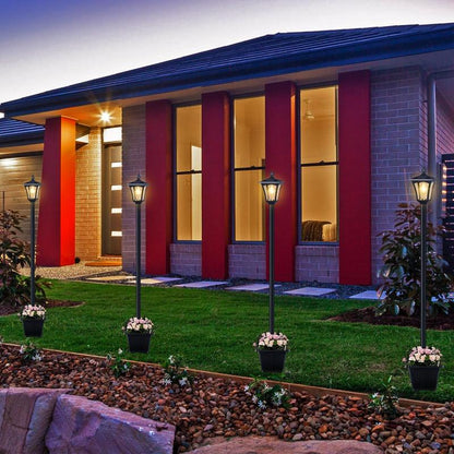 SolarBloom Lamp Post Light – 65" Solar Lamp Post with Planter 60 Lumens Glass Solar Garden Light Warm White Outdoor Waterproof