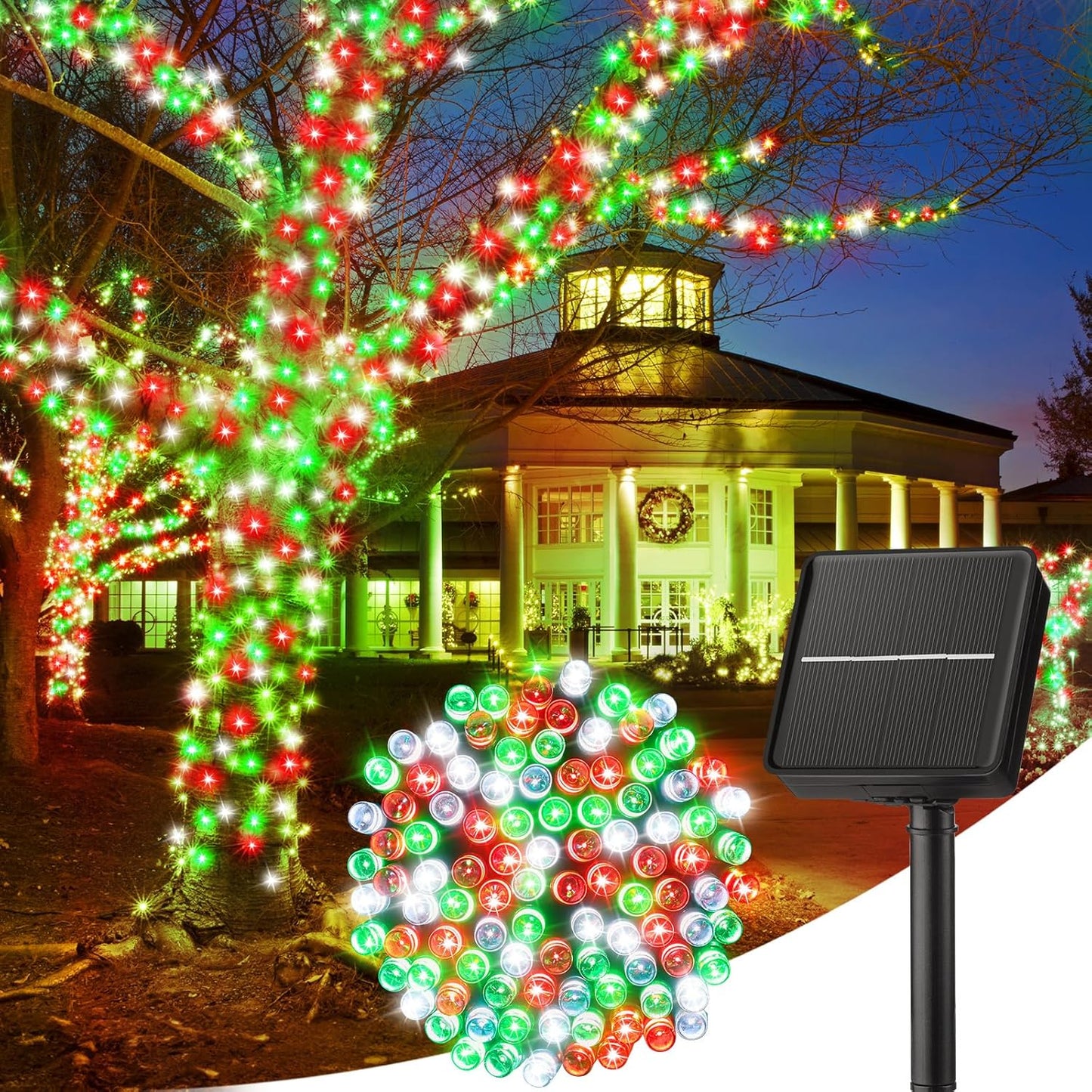 SolarGlow Outdoor String Lights – 40FT 100 LED Solar Powered String Lights with 8 Modes IP65 Waterproof Warm White Lights for Garden Tree Fence Patio Decor