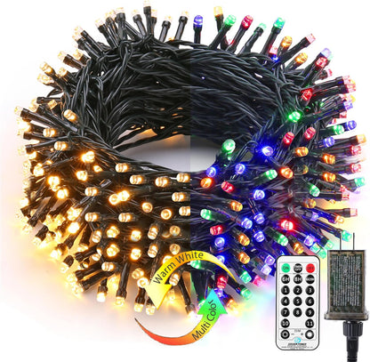 ColorWave Dual Glow Christmas Lights 65.67FT 200 LED Color Changing Tree Lights with 11 Modes Remote Connectable 29V Safe Adapter