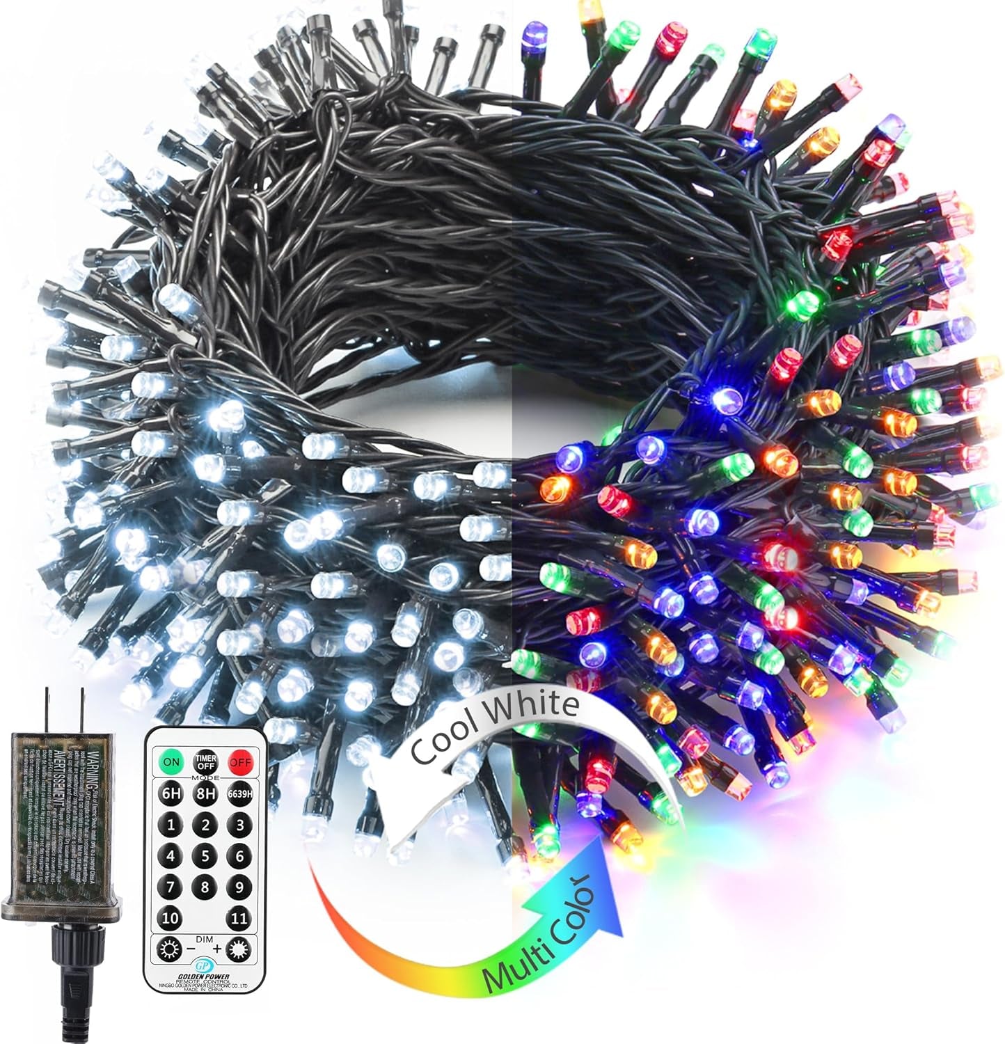 ColorWave Dual Glow Christmas Lights 65.67FT 200 LED Color Changing Tree Lights with 11 Modes Remote Connectable 29V Safe Adapter