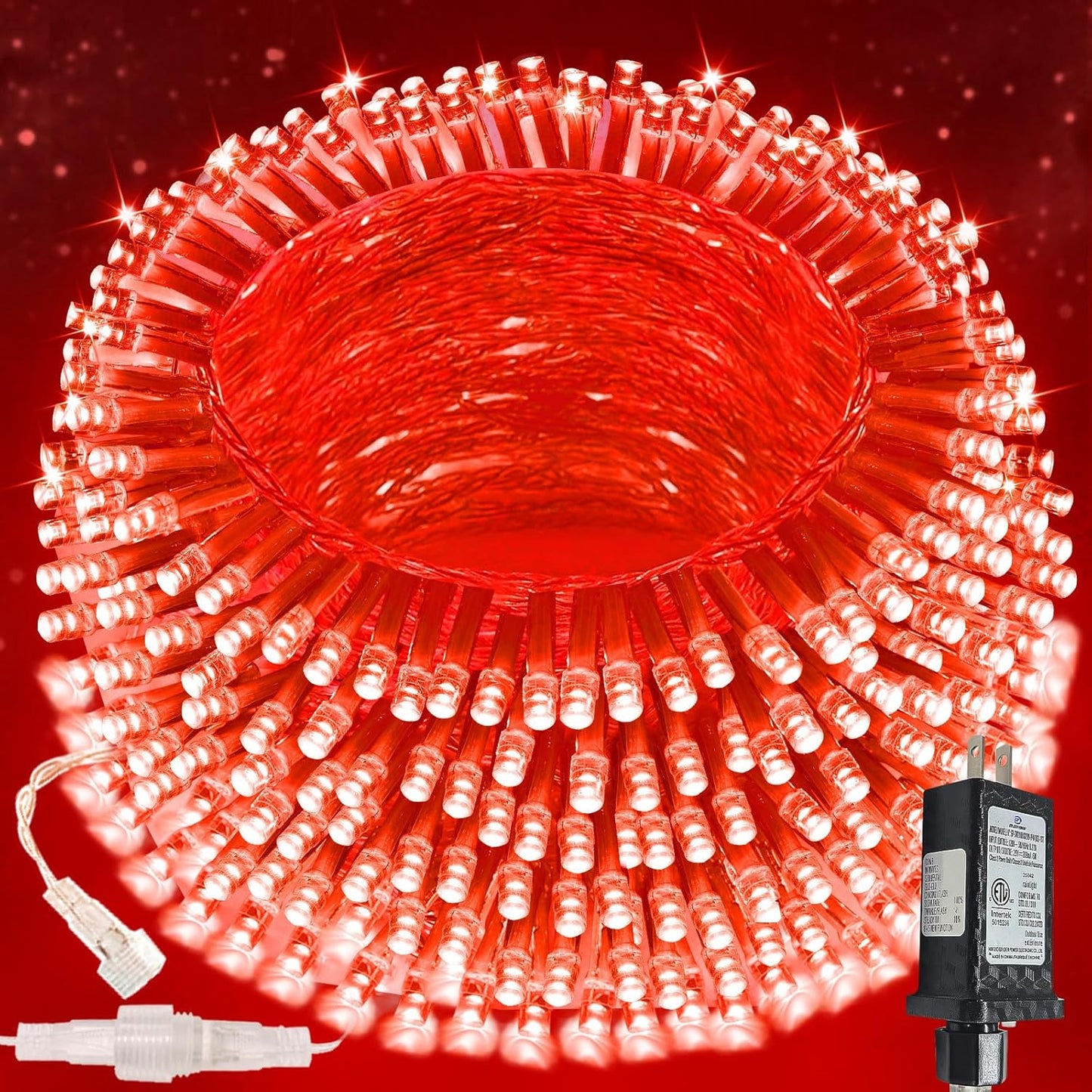 GlowLink 200 LED Connectable Christmas Lights 66FT Warm White String Lights with 13 Modes Waterproof Plug-In Fairy Lights