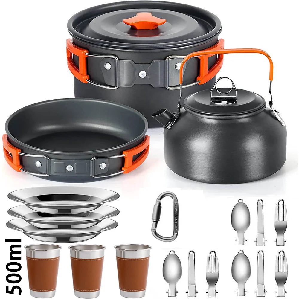 CampMate Cooking Set – Non-Stick Pots, Pan & Teapot for Camping, Hiking & Outdoor Picnic Meals