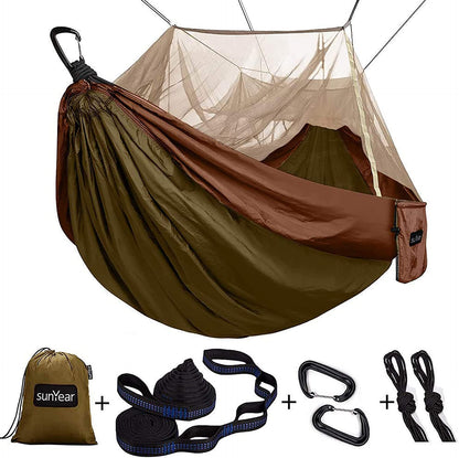 TrailNest All-in-One Camping Hammock with Net & Rain Fly – Portable Single & Double 2 Person Hammock Tent with Straps for Outdoor Hiking & Travel