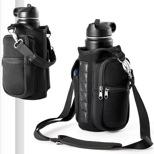 MagnaGrip Water Bottle Carrier – Magnetic Gym Holder with Phone Pocket & Shoulder Strap