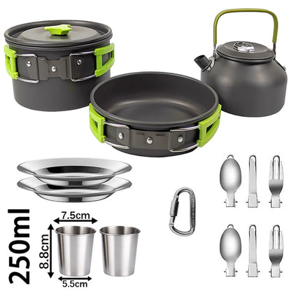 CampMate Cooking Set – Non-Stick Pots, Pan & Teapot for Camping, Hiking & Outdoor Picnic Meals