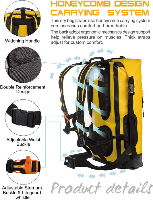 AquaShield Waterproof Backpack – 20L/30L/40L Floating Dry Bag for Kayaking, Hiking, Camping & Outdoor Adventures