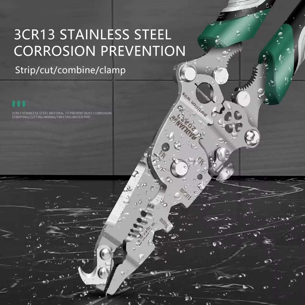 StripPro™ 18-in-1 Foldable Wire Stripper with Pulley Design – Multi-Function Electrician Tool for Cutting, Crimping & More