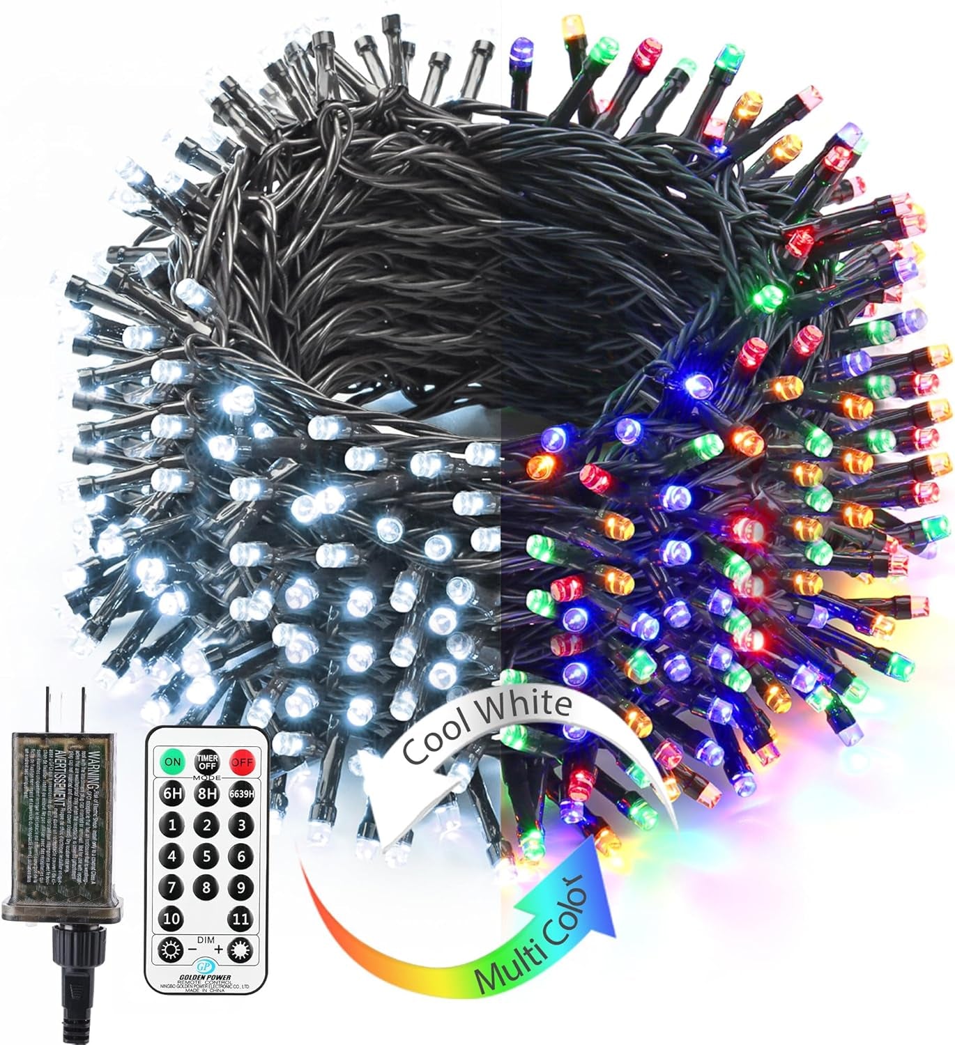 ColorWave Dual Glow Christmas Lights 65.67FT 200 LED Color Changing Tree Lights with 11 Modes Remote Connectable 29V Safe Adapter