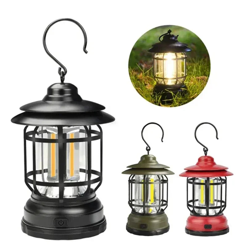RetroGlow 2-Pack Camping Lanterns – USB Rechargeable LED Lights, Waterproof for Tents, Hiking & Outdoor Adventures