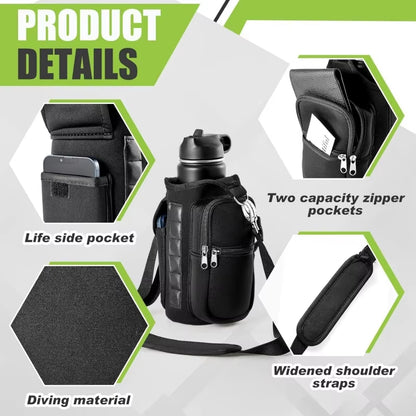 MagnaGrip Water Bottle Carrier – Magnetic Gym Holder with Phone Pocket & Shoulder Strap