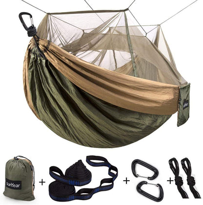 TrailNest All-in-One Camping Hammock with Net & Rain Fly – Portable Single & Double 2 Person Hammock Tent with Straps for Outdoor Hiking & Travel