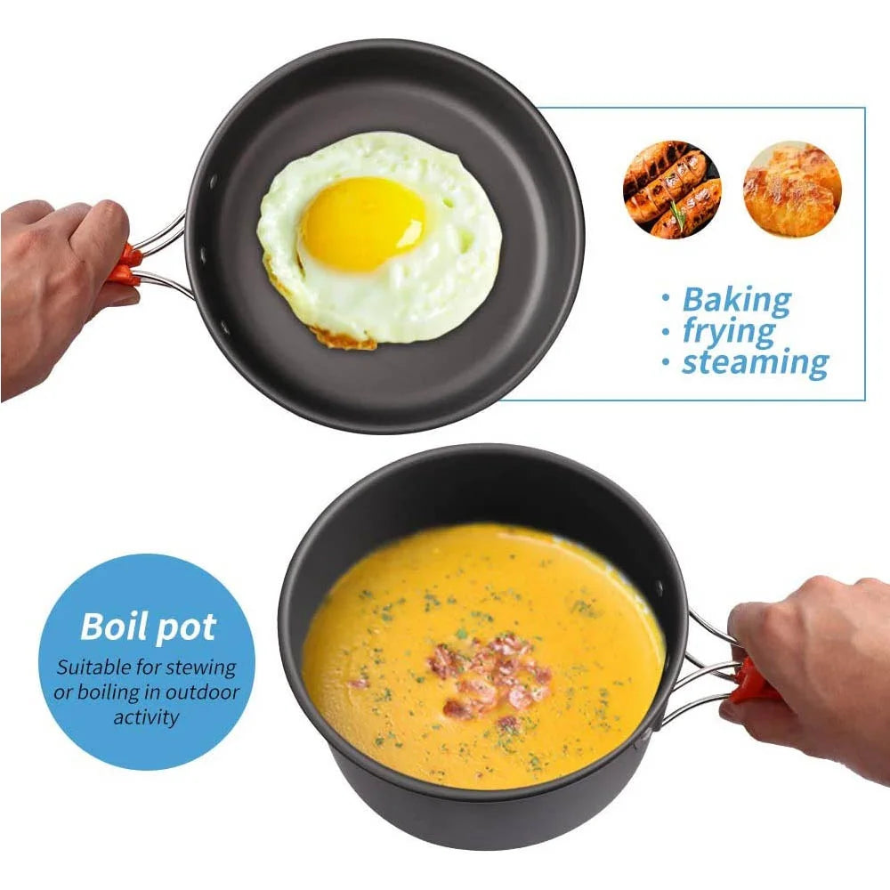CampMate Cooking Set – Non-Stick Pots, Pan & Teapot for Camping, Hiking & Outdoor Picnic Meals