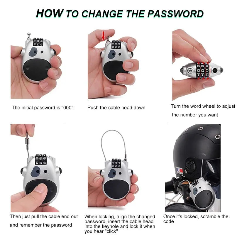 Secure Your Gear with the High-Precision Bicycle Steel Cable Code Lock – Perfect for Helmets, Suitcases, and More!